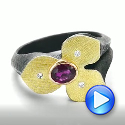 Bezel Set Ruby Flower Ring - Video -  107114 - Thumbnail