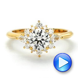 18k Yellow Gold 18k Yellow Gold Starburst Cluster Halo Diamond Engagement Ring - Video -  107131 - Thumbnail