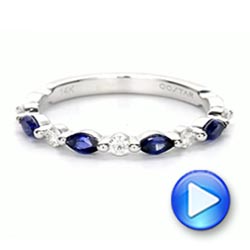  14K Gold Alternating Diamond And Blue Sapphire Ring - Video -  107135 - Thumbnail