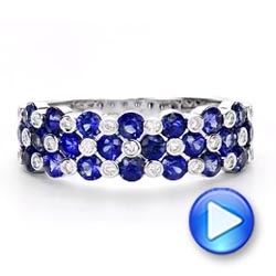 14k White Gold 14k White Gold Diamond And Blue Sapphire Ring - Video -  107137 - Thumbnail