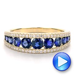 14k Yellow Gold Diamond And Sapphire Fashion Ring - Video -  107163 - Thumbnail