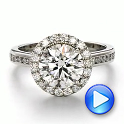  Platinum Diamond Halo Engagement Ring With Channel Set Accents - Video -  107186 - Thumbnail