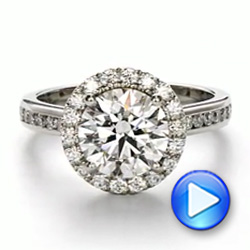 14k White Gold 14k White Gold Diamond Halo Engagement Ring With Channel Set Accents - Video -  107186 - Thumbnail