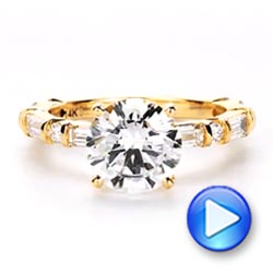 18k Yellow Gold 18k Yellow Gold Alternating Round And Baguette Diamond Engagement Ring - Video -  107219 - Thumbnail