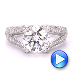  Platinum Custom Split Shank Diamond Pave Engagement Ring - Video -  107242 - Thumbnail