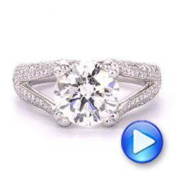 18k White Gold 18k White Gold Custom Split Shank Diamond Pave Engagement Ring - Video -  107242 - Thumbnail