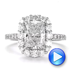  Platinum Radiant Diamond Halo Engagement Ring - Video -  107271 - Thumbnail