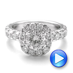  14K Gold Cushion Halo Diamond Engagement Ring - Video -  107272 - Thumbnail