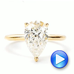 18k Yellow Gold Pear Shaped Solitaire Engagement Ring - Video -  107273 - Thumbnail