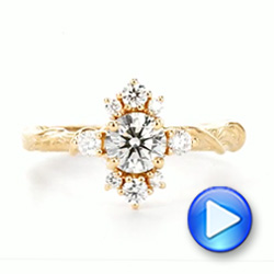 18k Yellow Gold 18k Yellow Gold Vintage Inspired Cluster Engagement Ring - Video -  107275 - Thumbnail