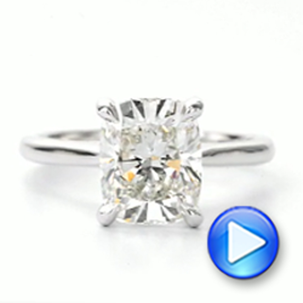 14k White Gold Elongated Cushion Diamond Engagement Ring - Video -  107276 - Thumbnail