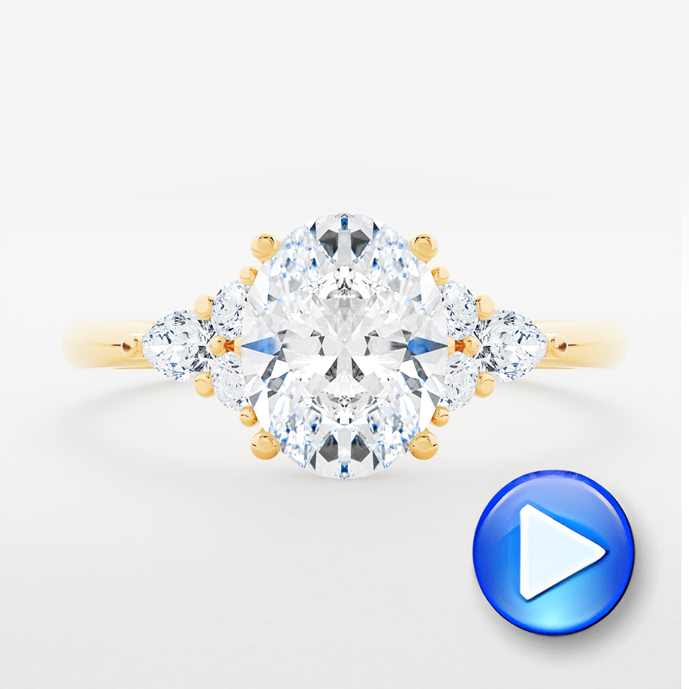 18k Yellow Gold Oval Cluster Engagement Ring - Video -  107282 - Thumbnail