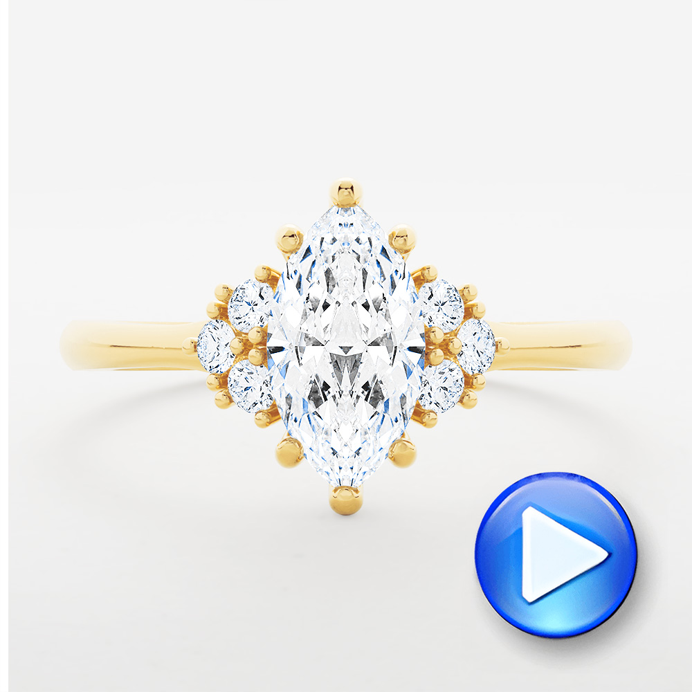 18k Yellow Gold 18k Yellow Gold Cluster Marquise Engagement Ring - Video -  107304 - Thumbnail
