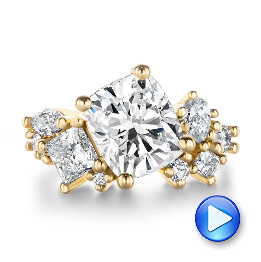 18k Yellow Gold 18k Yellow Gold Cluster Diamond Engagement Ring - Video -  107584 - Thumbnail