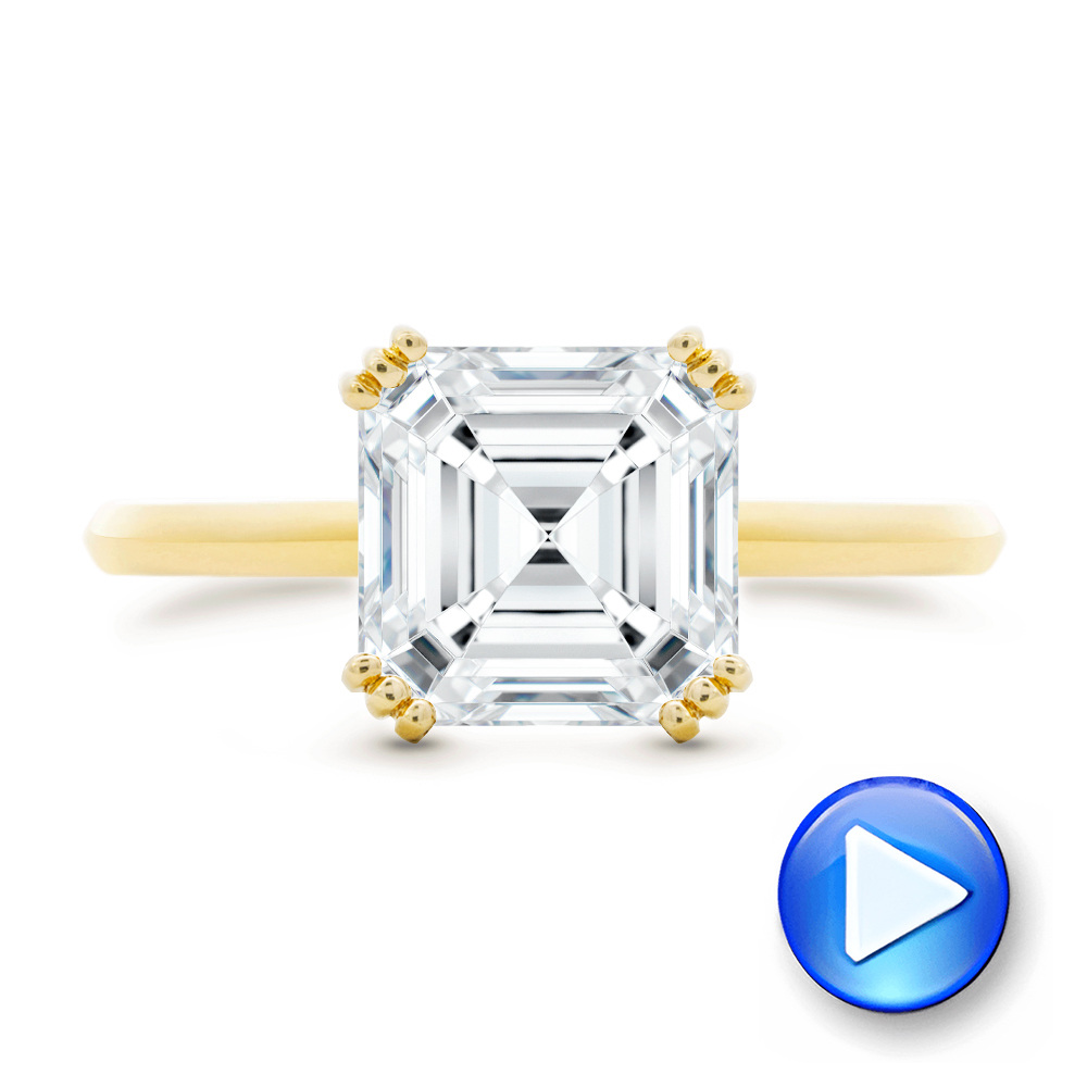 18k Yellow Gold Asscher Cut Hidden Halo Engagement Ring - Video -  107585 - Thumbnail