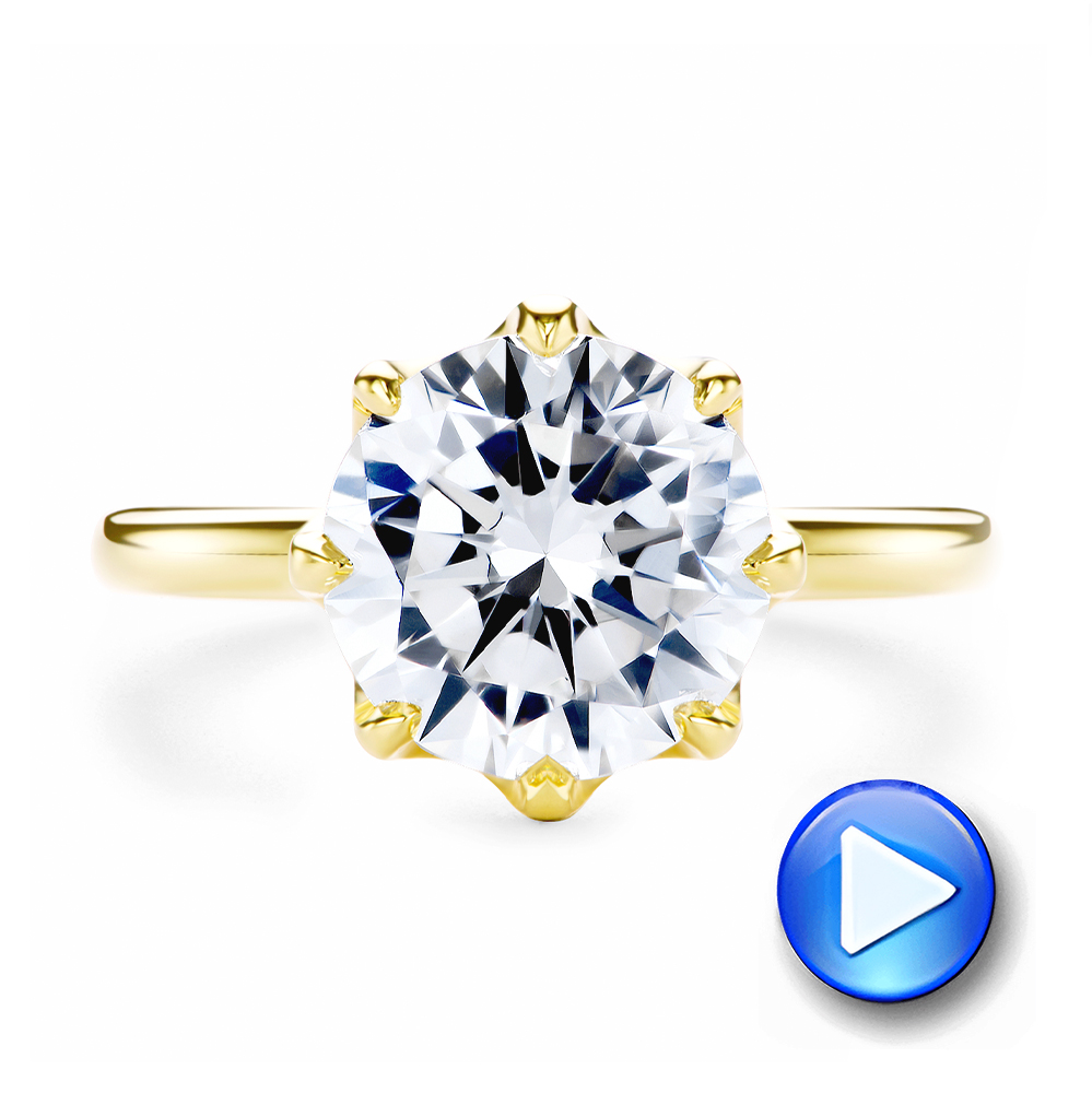 14k Yellow Gold Tulip Head Diamond Engagement Ring - Video -  107591 - Thumbnail