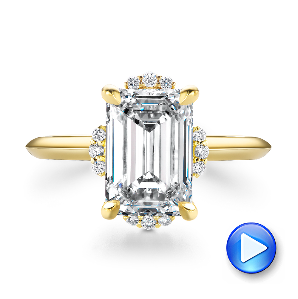 14k Yellow Gold Modified Diamond Halo Engagement Ring - Video -  107598 - Thumbnail