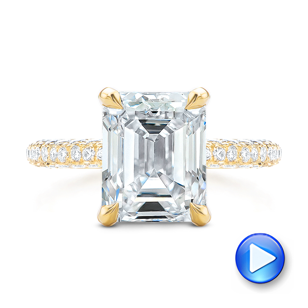 14k Yellow Gold Full Pave Diamond Engagement Ring - Video -  107607 - Thumbnail