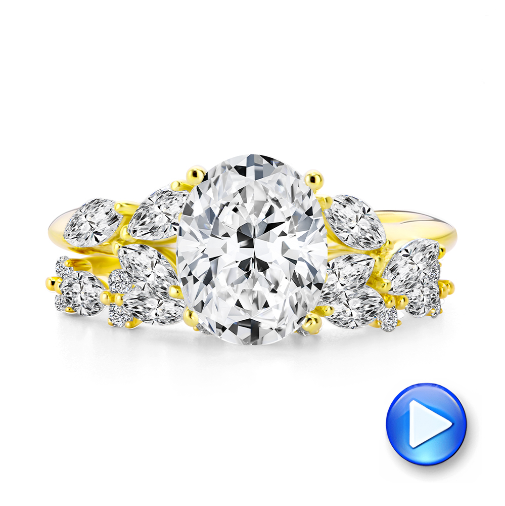 14k Yellow Gold Organic Cluster Diamond Engagement Ring - Video -  107726 - Thumbnail