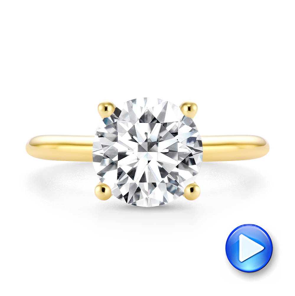 14k Yellow Gold Hidden Halo Round Diamond Engagement Ring - Video -  107732 - Thumbnail