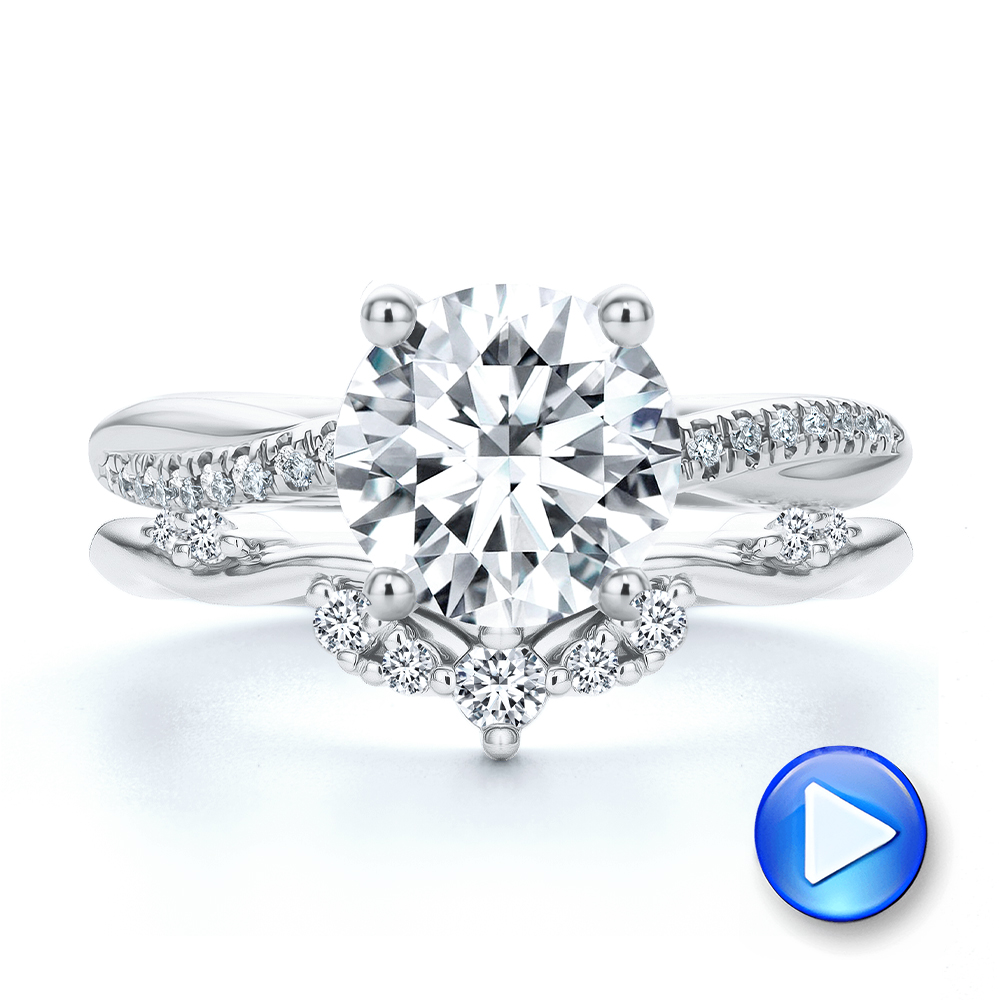 14k White Gold Curvy Diamond Wedding Band - Video -  107770 - Thumbnail