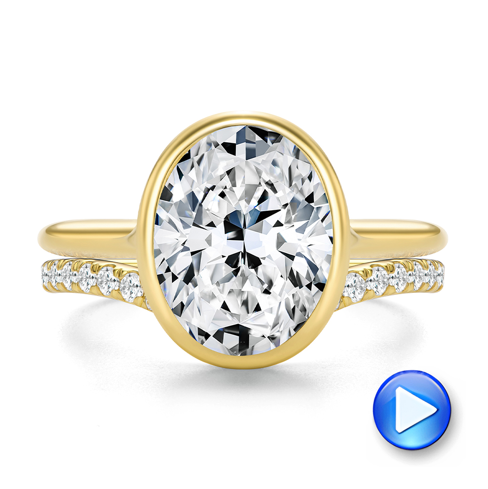 14k Yellow Gold Wavy Diamond Wedding Band - Video -  107874 - Thumbnail