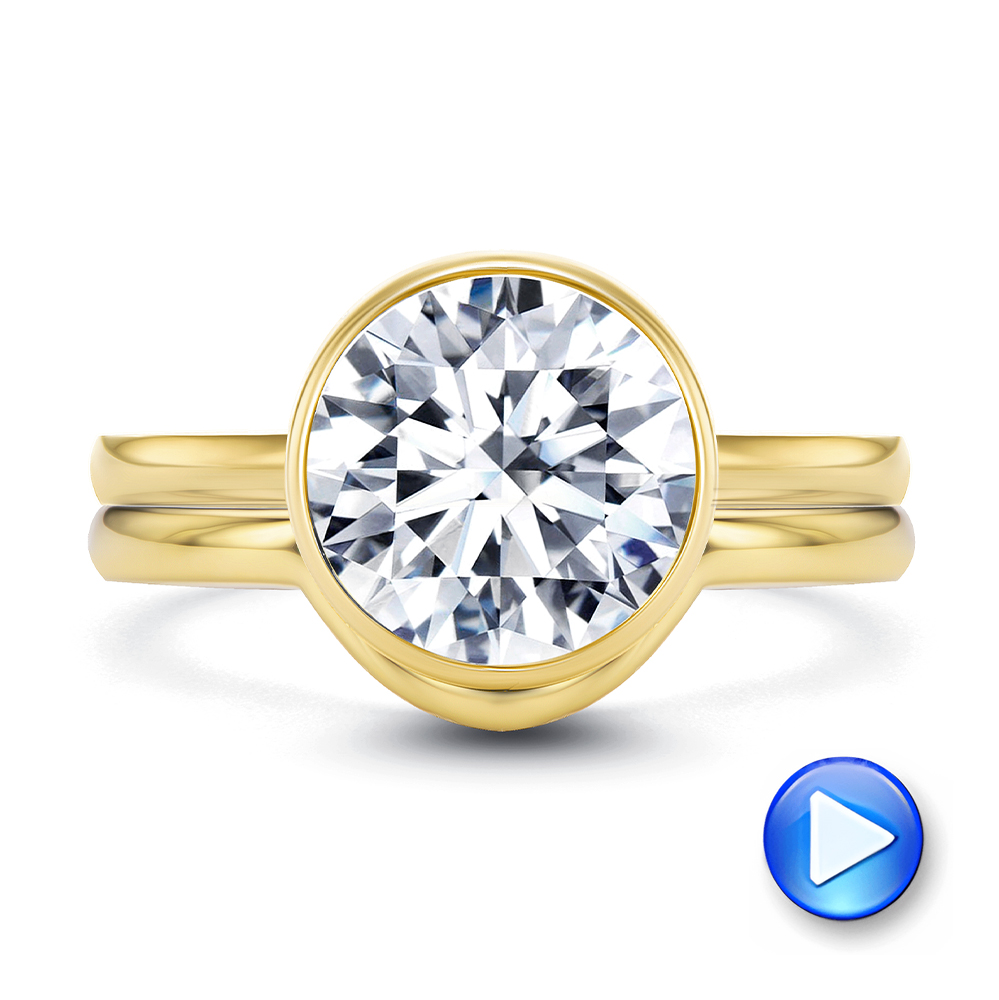 14k Yellow Gold Curved Wedding Band - Video -  107875 - Thumbnail