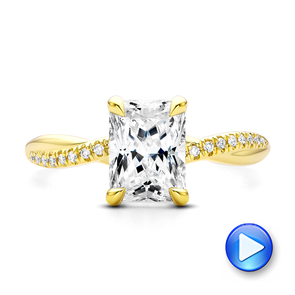 14k Yellow Gold Petite Twist Radiant Cut Engagement Ring - Video -  107890 - Thumbnail