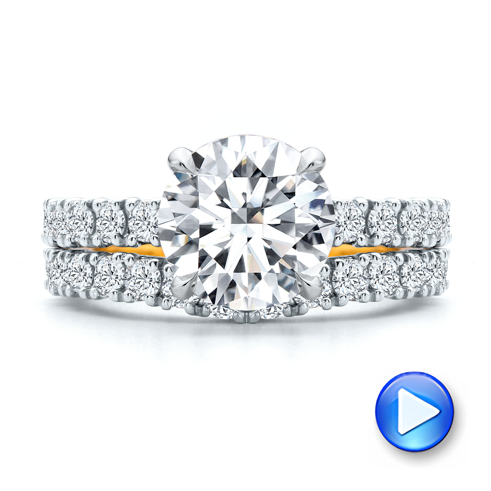 14k Yellow Gold Two-tone Scalloped Engagement Ring - Video -  107904 - Thumbnail
