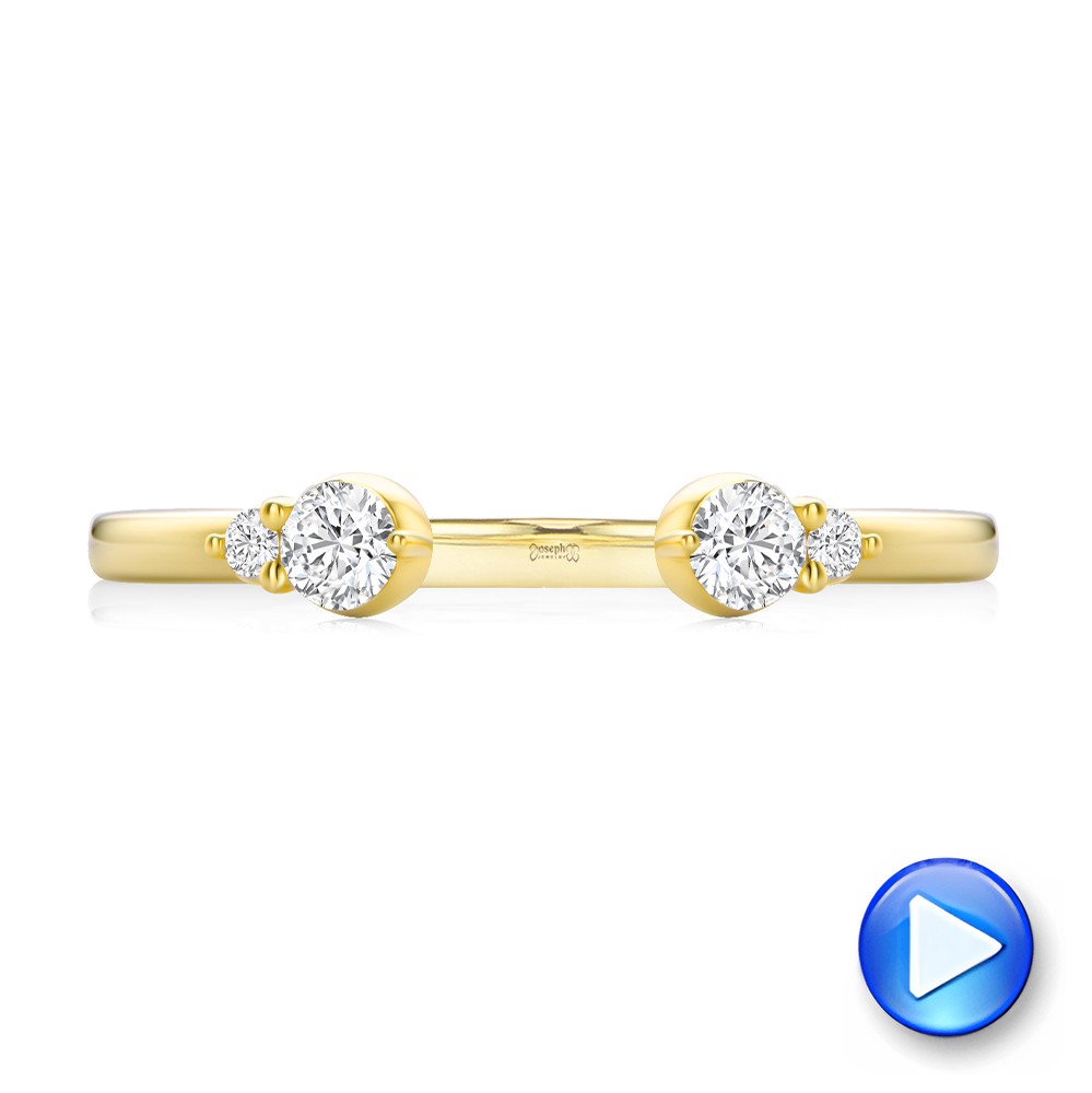 14k Yellow Gold Open Cluster Diamond Wedding Band - Video -  108038 - Thumbnail