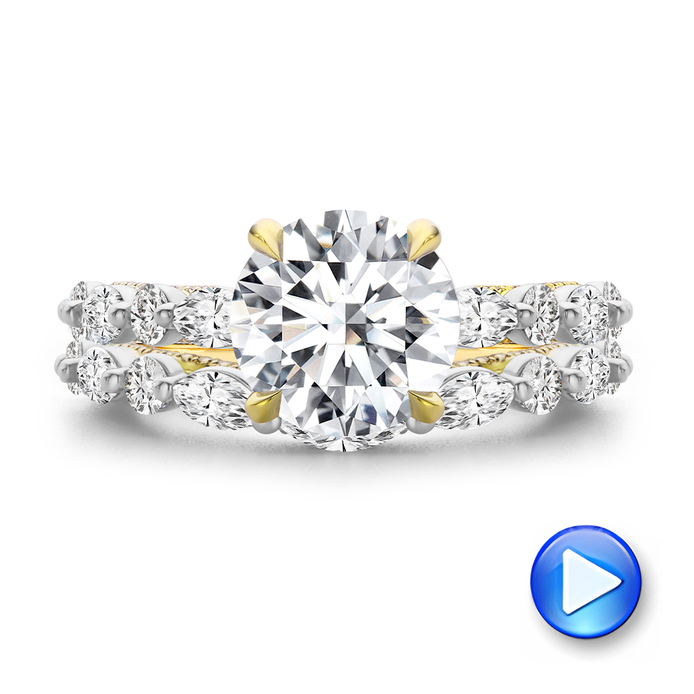 14k Yellow Gold Two-tone Layered Diamond Wedding Band - Video -  108072 - Thumbnail