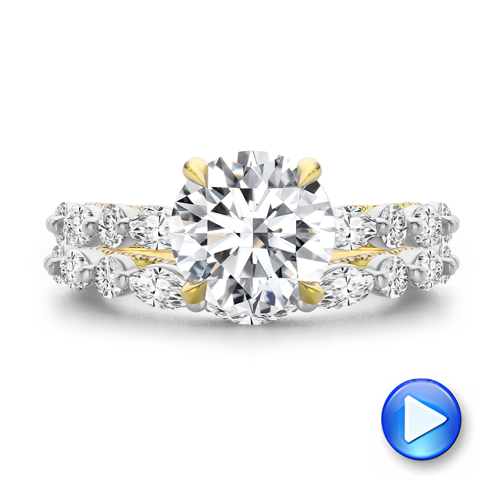 14k Yellow Gold Two-tone Layered Diamond Engagement Ring - Video -  108073 - Thumbnail