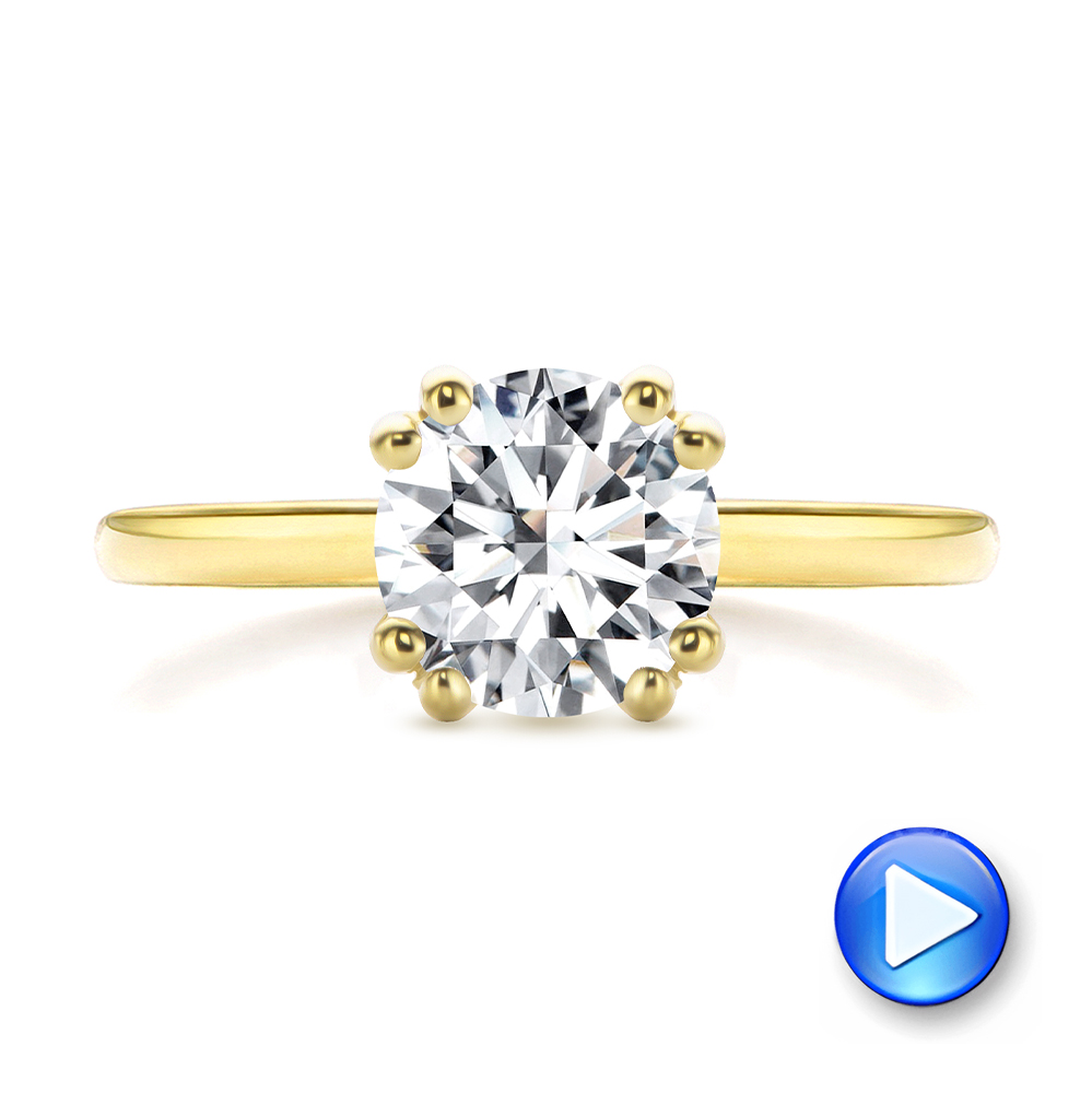 14k Yellow Gold Peekaboo Diamond Double Prongs Engagement Ring - Video -  108074 - Thumbnail
