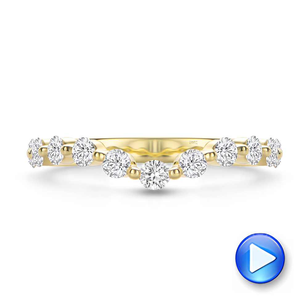 14k Yellow Gold Floating Diamond Curved Bubble Band - Video -  108126 - Thumbnail