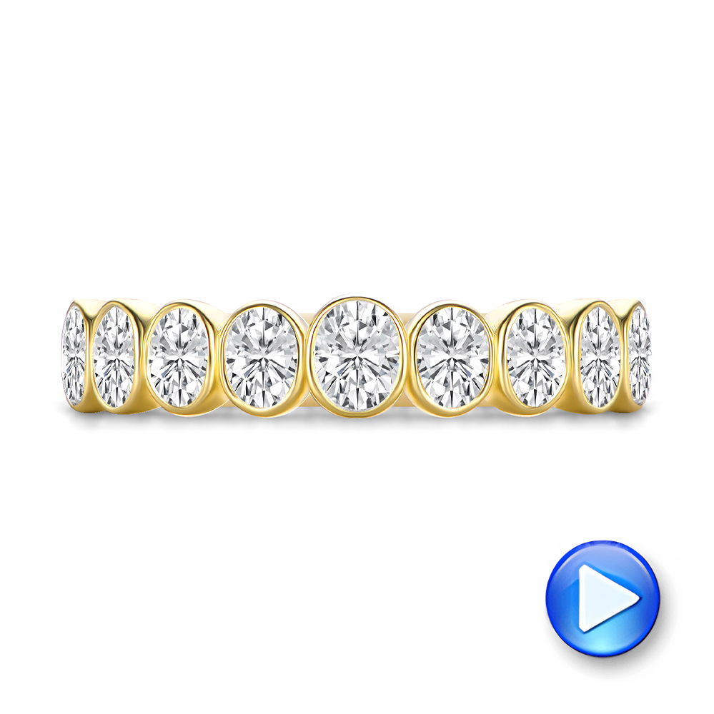14k Yellow Gold Bezel Set Oval Diamond Band - Video -  108143 - Thumbnail