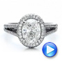 18k White Gold 18k White Gold Custom Pave Halo Engagement Ring - Video -  100009 - Thumbnail