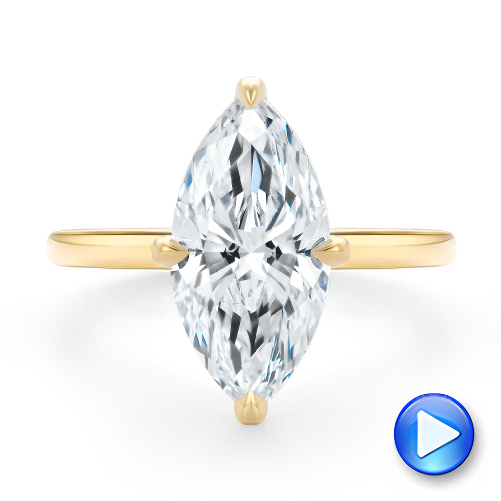 14k Yellow Gold Marquise And Hidden Halo Diamond Engagement Ring - Video -  108245 - Thumbnail