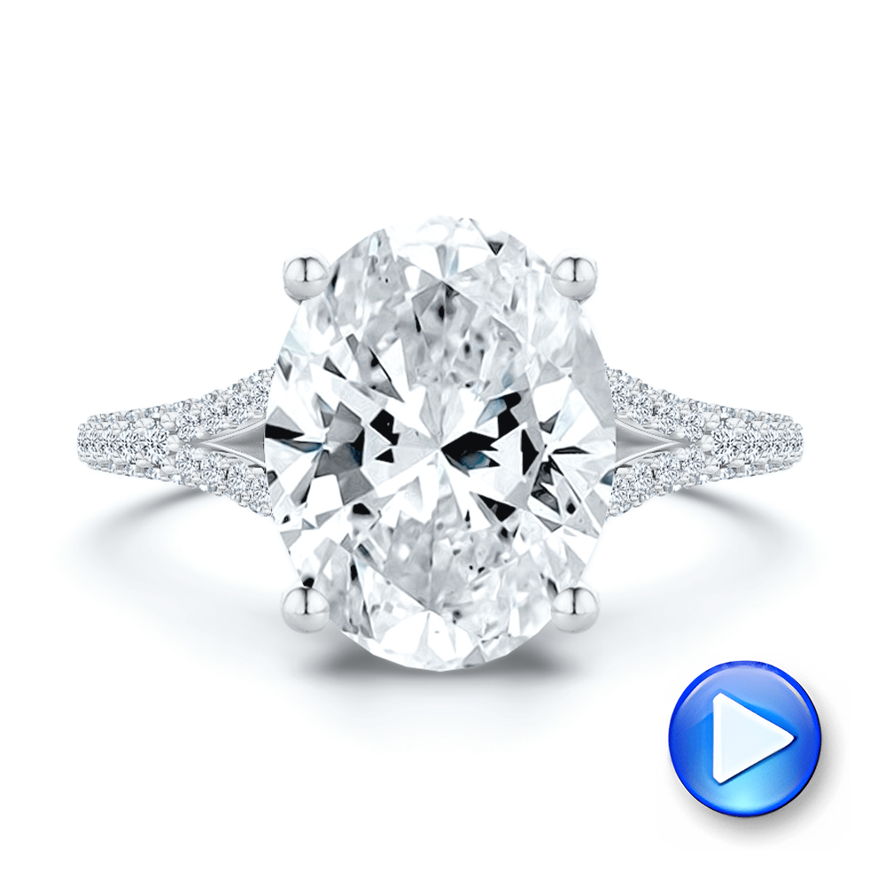 14k White Gold Split Shank Pave Diamond Engagement Ring - Video -  108277 - Thumbnail
