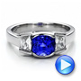  Platinum Custom Blue Sapphire And Diamond Engagement Ring - Video -  100034 - Thumbnail