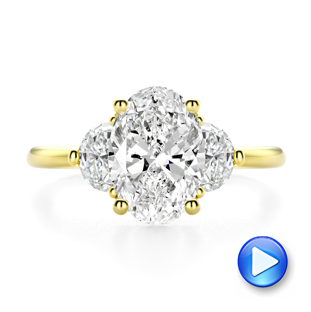 Oval And Half Moon Diamond Engagement Ring - Video -  108315 - Thumbnail