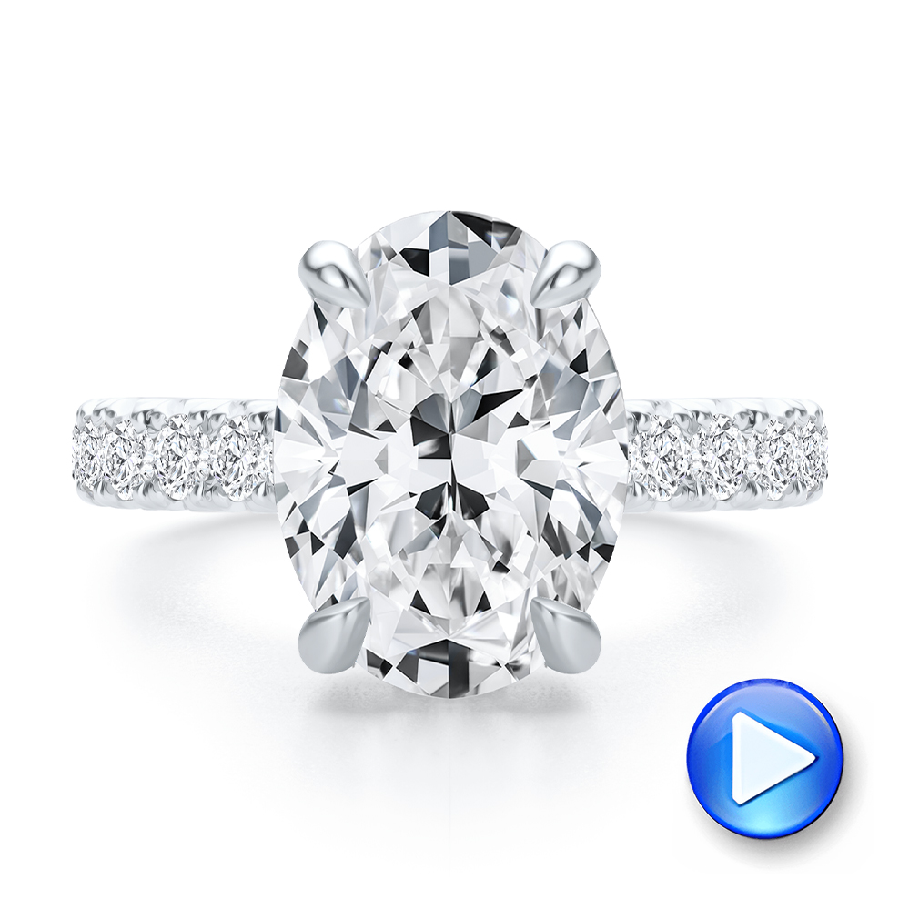 14k White Gold Oval Diamond Pave Engagement Ring - Video -  108329 - Thumbnail
