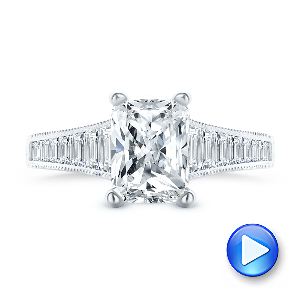 18k White Gold Channel Set Diamond Engagement Ring - Video -  108330 - Thumbnail