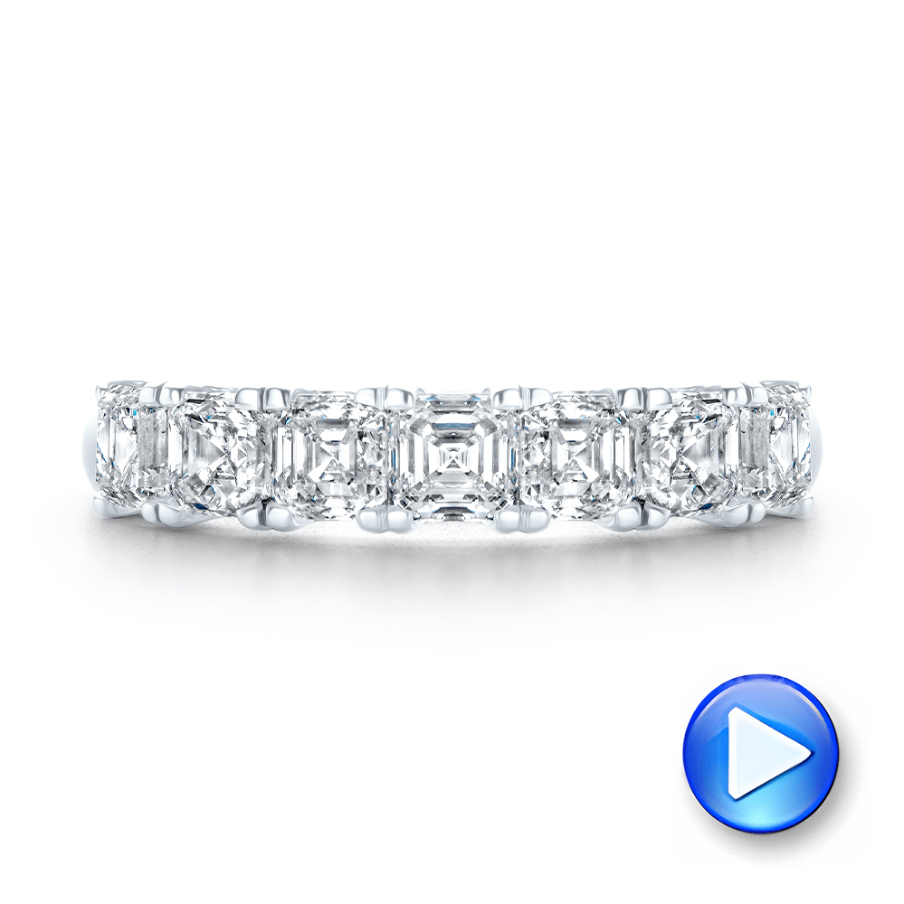 18k White Gold Asscher Cut Diamond Wedding Band - Video -  108331 - Thumbnail