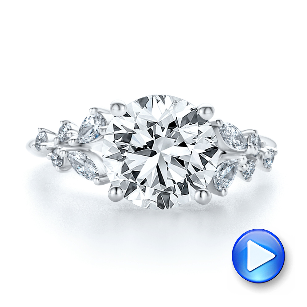 14k White Gold Nature Inspired Diamond Cluster Engagement Ring - Video -  108333 - Thumbnail