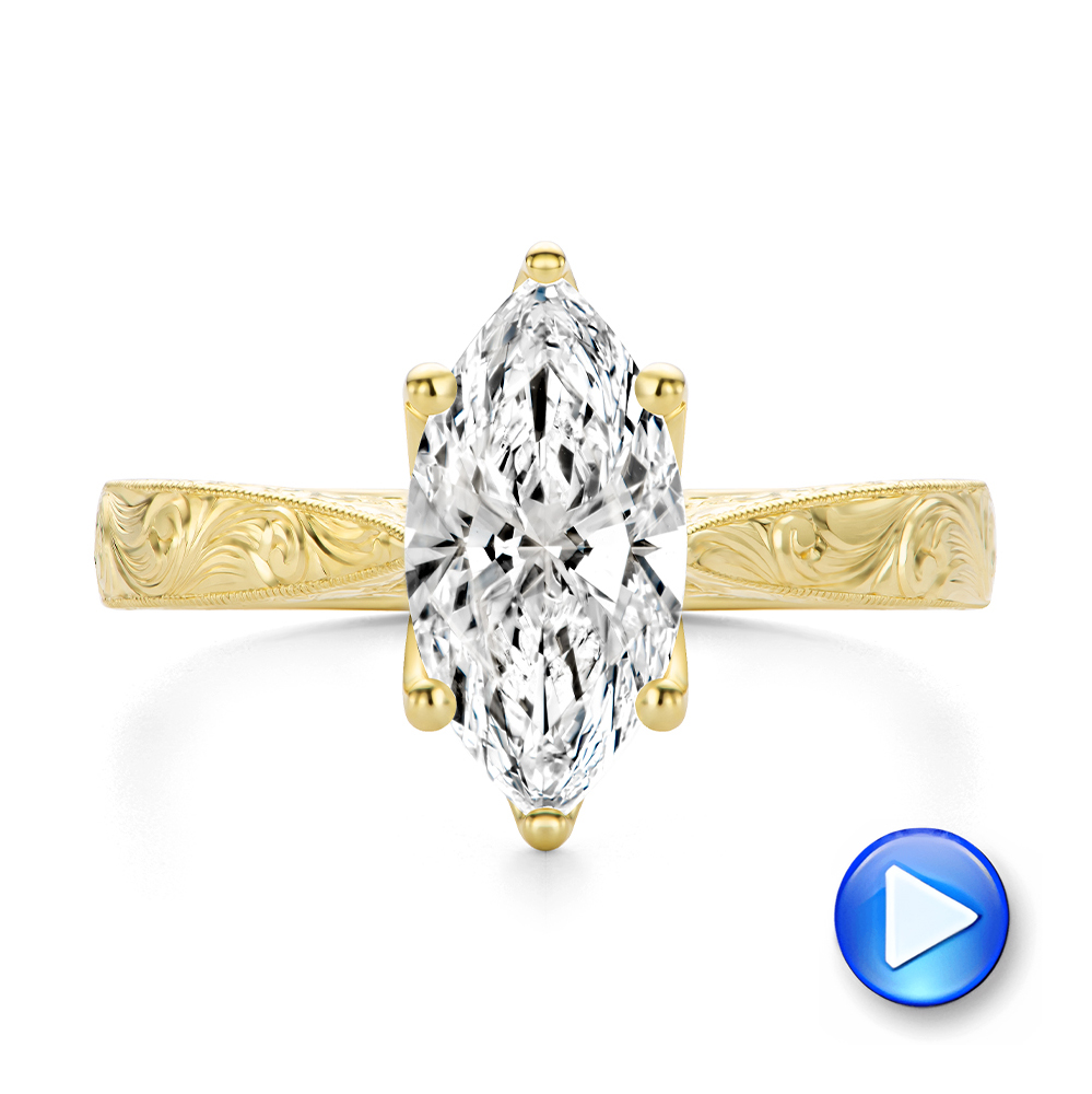 14k Yellow Gold Petal Basket Marquise Diamond Engagement Ring - Video -  108334 - Thumbnail