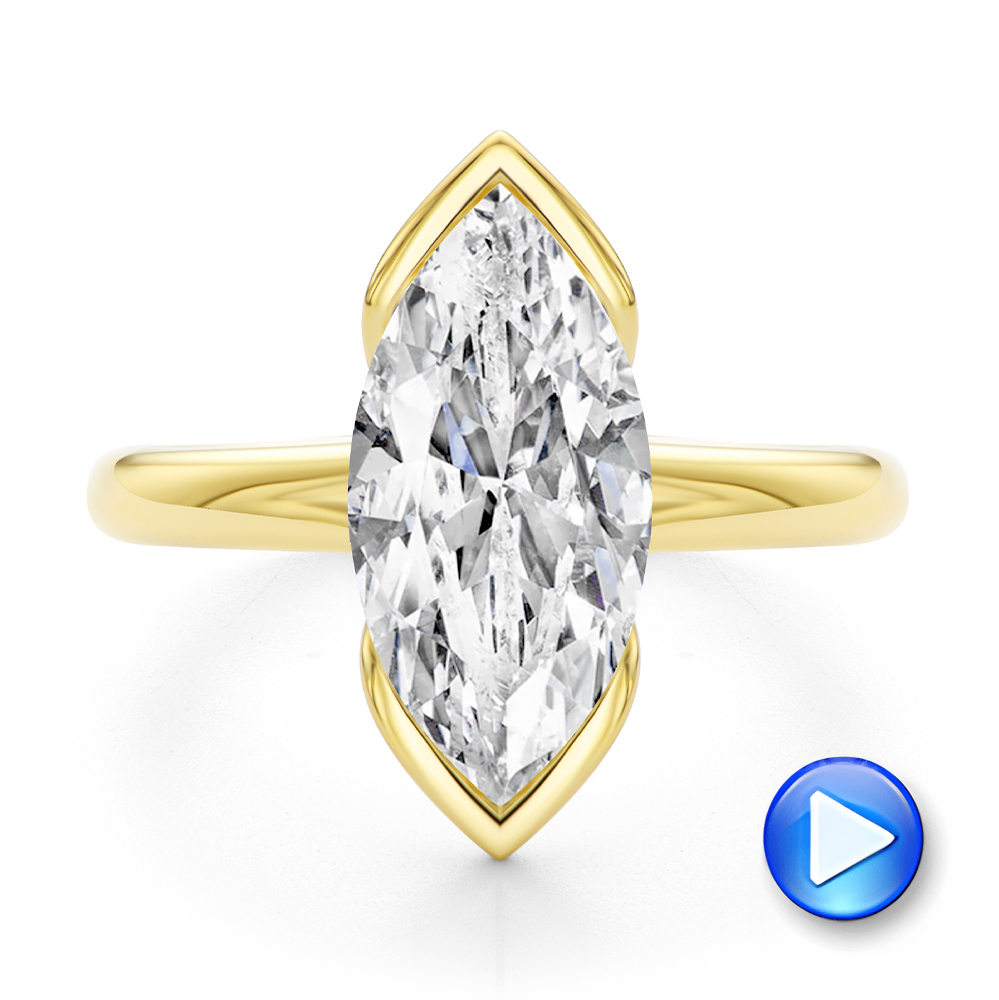 14k Yellow Gold Half Bezel Petite Split Marquise Diamond Engagement Ring - Video -  108337 - Thumbnail