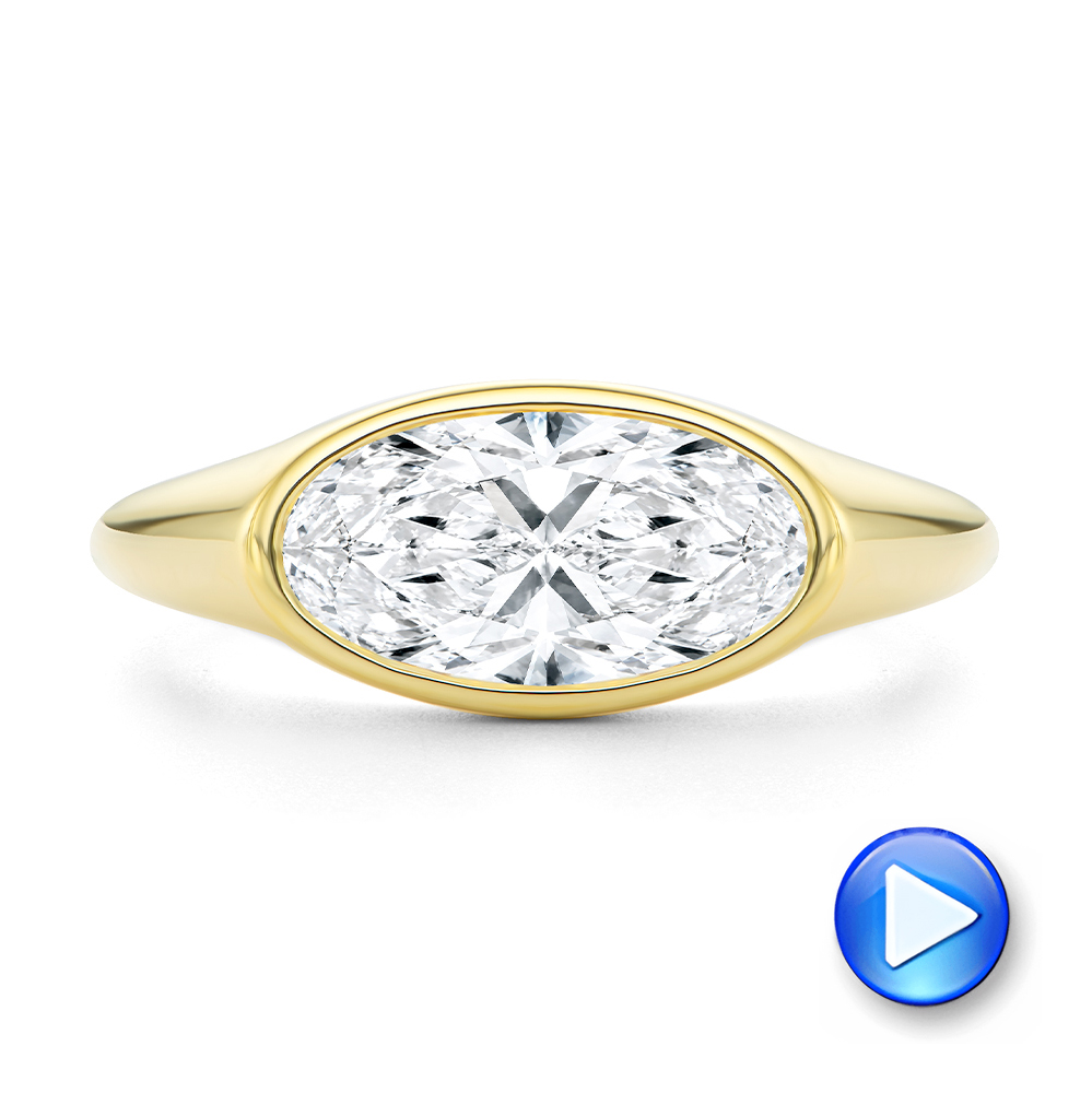 14k Yellow Gold East West Moval Diamond Engagement Ring - Video -  108341 - Thumbnail