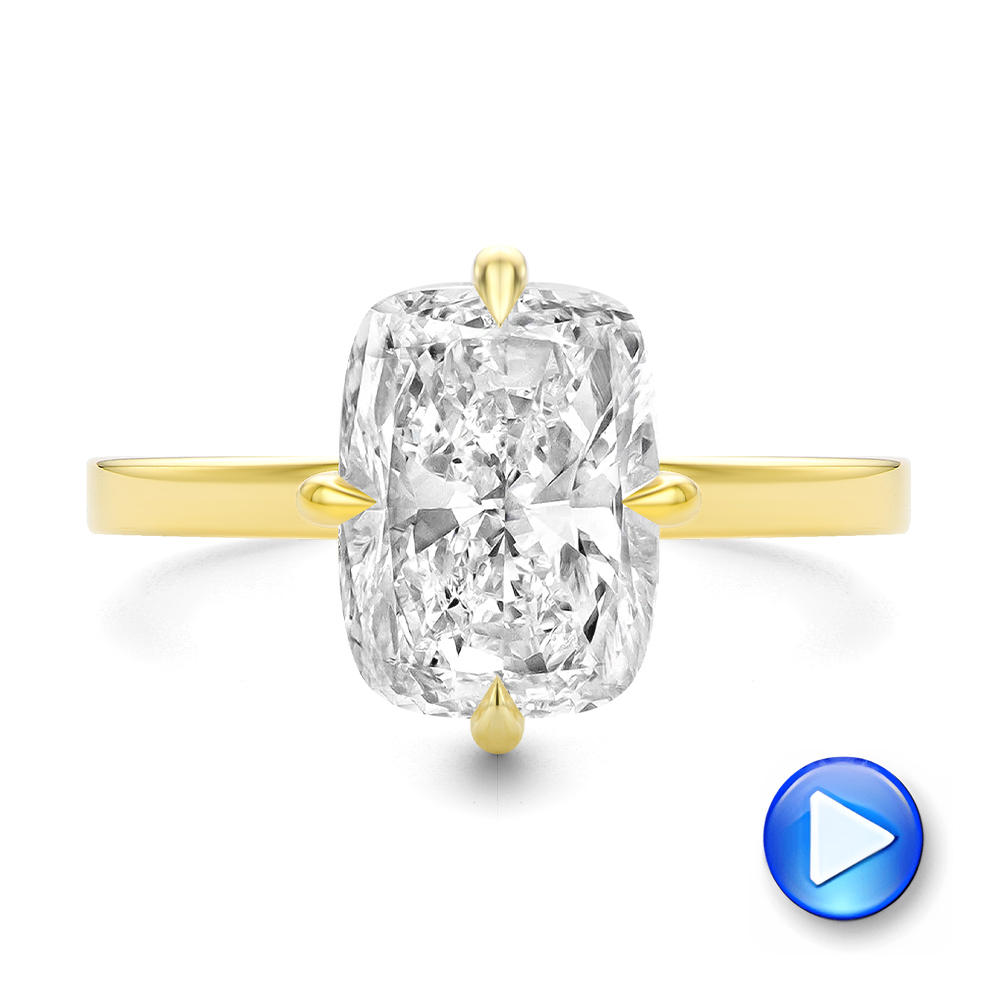 14k Yellow Gold Compass Set Elongated Cushion Cut Solitaire Engagement Ring - Video -  108342 - Thumbnail