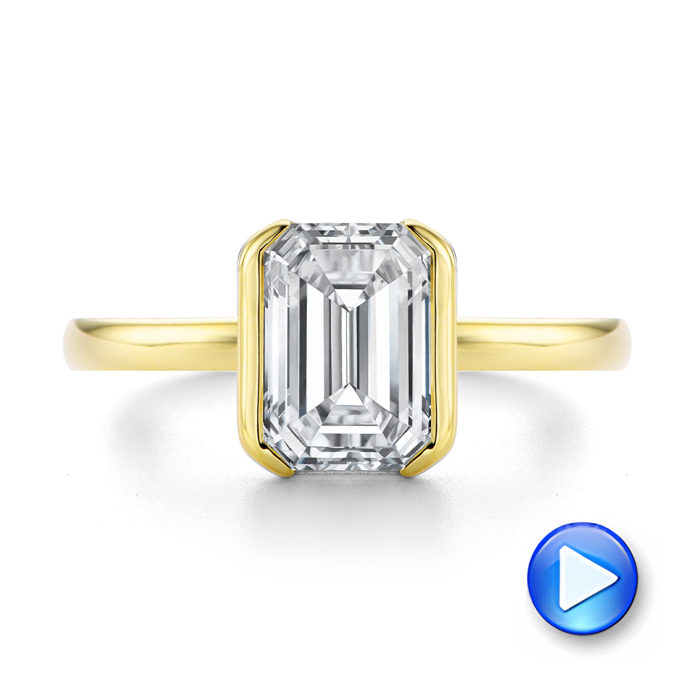 14k Yellow Gold Half Bezel Solitaire Engagement Ring - Video -  108360 - Thumbnail