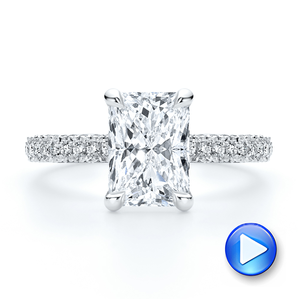  Platinum Pave And Hidden Halo Radiant Cut Diamond Engagement Ring - Video -  108365 - Thumbnail